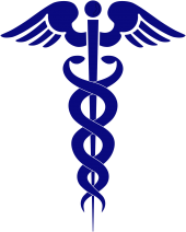 Health medicine serpent wings staff symbol